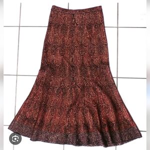 Peruvian Connection Sweater Maxi Skirt Size M Red/Gold